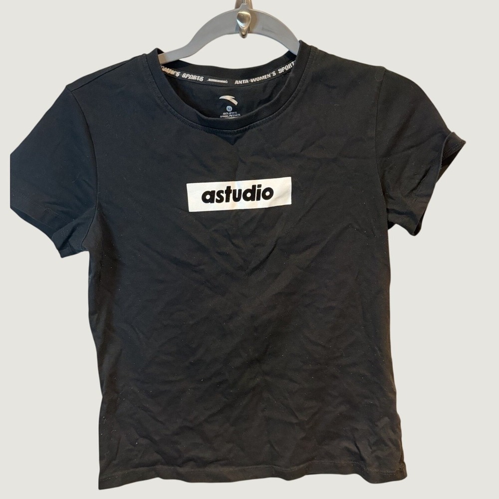 Black Astuido Crop Top Size Medium Womens
